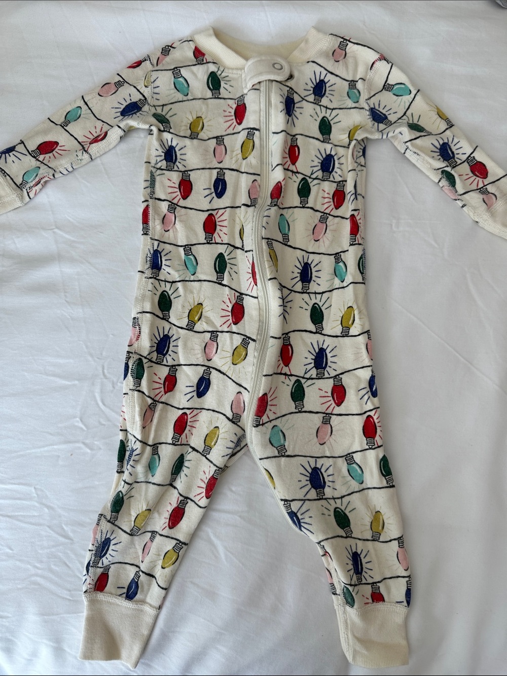 Hanna Andersson - Kids Cream One-Piece Pajamas with Colorful Light Bulb Print
